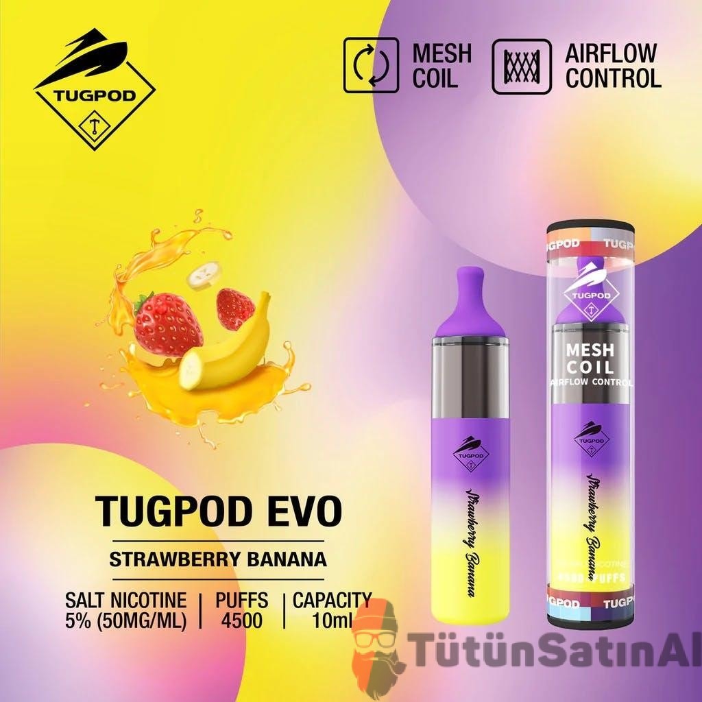 Tugboat Evo 4500 PUFFS - Strawberry Banana - Çilekli Muzlu 1 Tugboat Evo 4500 PUFFS - Strawberry Banana - Çilekli Muzlu
